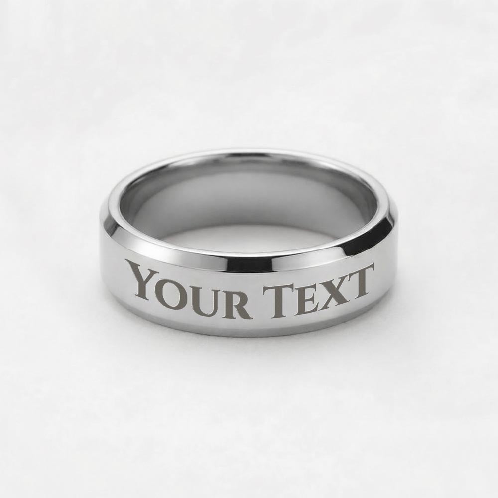Create a meaningful keepsake with up to 25 custom characters engraved on this premium stainless steel ring. Perfect for names, initials, dates, or a special message that matters to you.