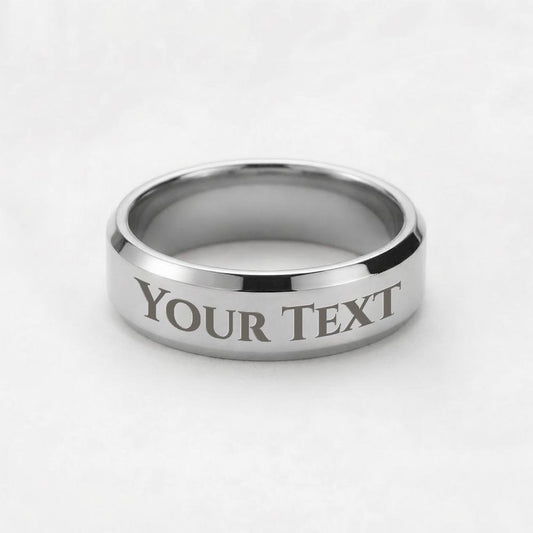Create a meaningful keepsake with up to 25 custom characters engraved on this premium stainless steel ring. Perfect for names, initials, dates, or a special message that matters to you.