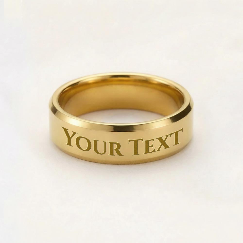Create a meaningful keepsake with up to 25 custom characters engraved on this premium stainless steel ring. Perfect for names, initials, dates, or a special message that matters to you.