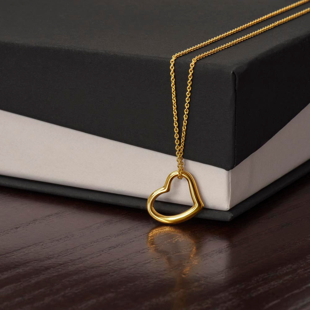 Floating Heart Pendant Necklace, 14k White Gold or 18k Yellow Gold, Minimalist Open Heart Jewelry, Gift for Her